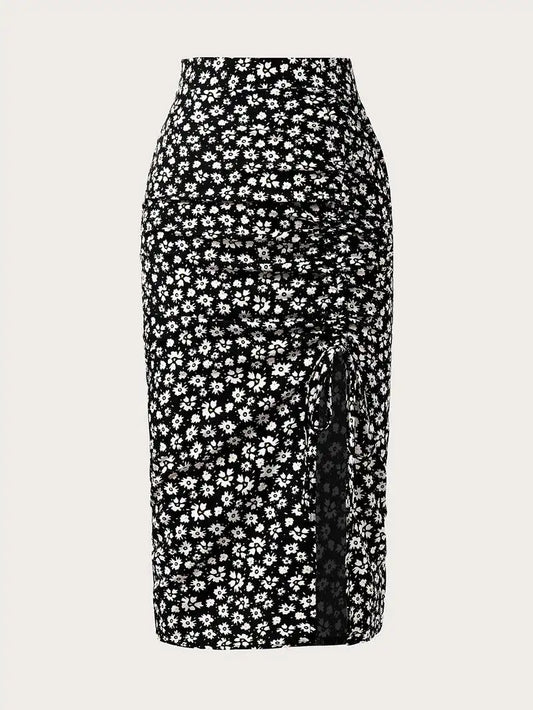 Floral Slit Skirt 