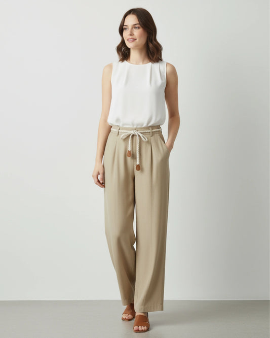 Women's Mid-Waist Straight Trousers 
