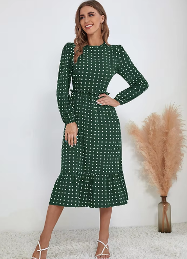 Polka Dot Long Sleeve Dress 