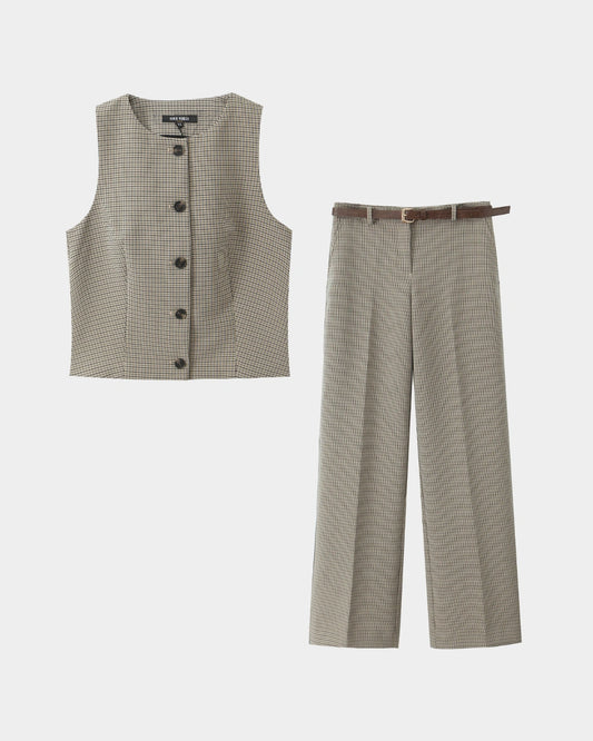 Women's Checkered Vest Cardigan 